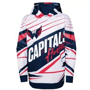 NHL Youth Washington Capitals Navy/White Adept Pullover Hood - Medium